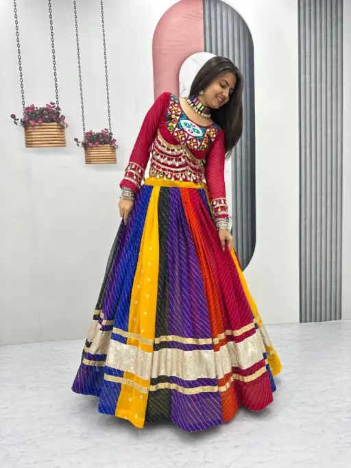 Rama Export N60 Fox Georgette Gamathi Work Wholesale Navratri Special Lehenga Choli Collection - Image 3