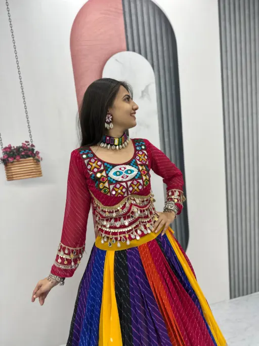 Rama Export N60 Fox Georgette Gamathi Work Wholesale Navratri Special Lehenga Choli Collection - Image 4