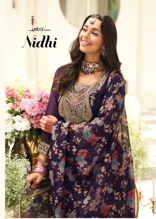 Eba Lifestyle Nidhi Organza Embroidery Wholesale Designer Readymade Suit Collection