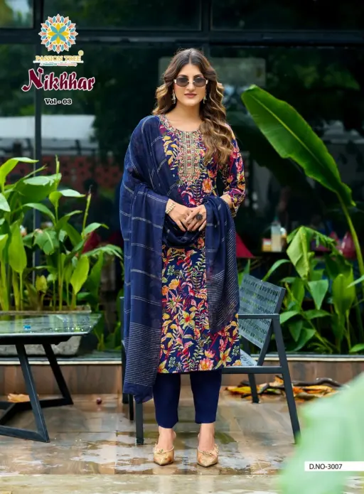 Passion Tree Nikhaar Vol 3 Rayon Print Wholesale Kurti Pant and Dupatta Collection - Image 8