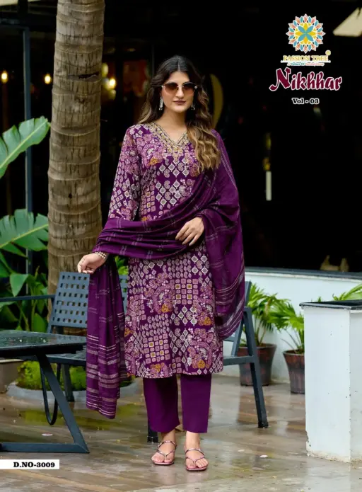 Passion Tree Nikhaar Vol 3 Rayon Print Wholesale Kurti Pant and Dupatta Collection - Image 10