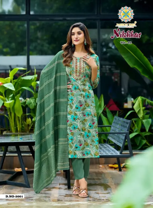 Passion Tree Nikhaar Vol 3 Rayon Print Wholesale Kurti Pant and Dupatta Collection - Image 2