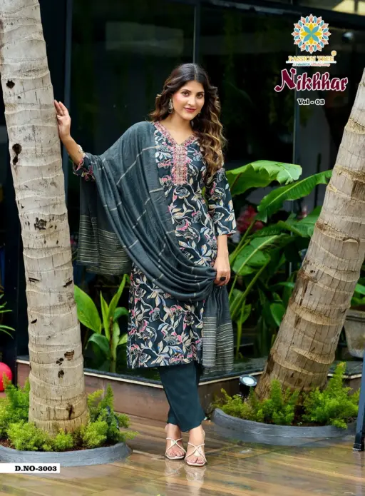 Passion Tree Nikhaar Vol 3 Rayon Print Wholesale Kurti Pant and Dupatta Collection - Image 4