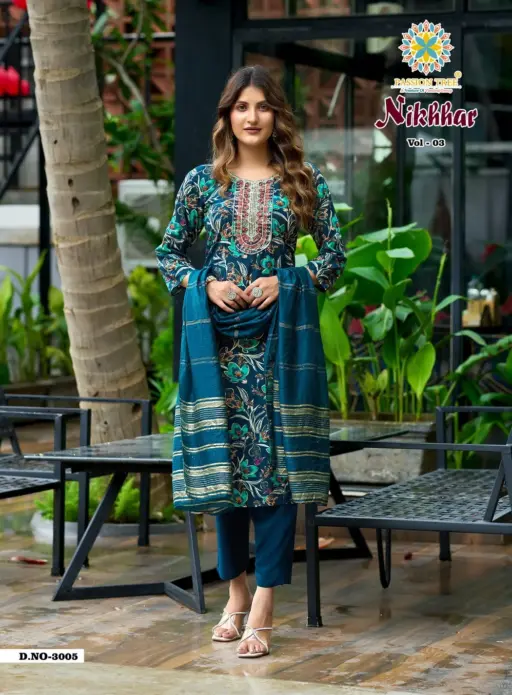 Passion Tree Nikhaar Vol 3 Rayon Print Wholesale Kurti Pant and Dupatta Collection - Image 6