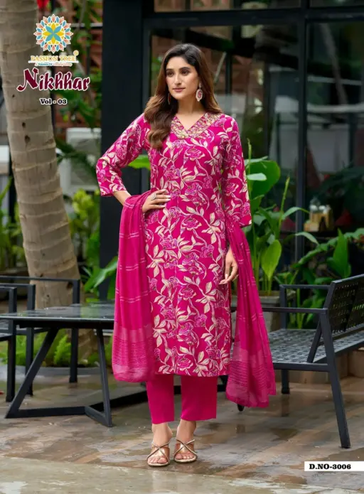 Passion Tree Nikhaar Vol 3 Rayon Print Wholesale Kurti Pant and Dupatta Collection - Image 7
