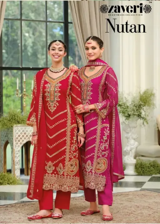Zaveri Nutan Soft Organza Embroidery Work Wholesale Designer Readymade Suit Collection