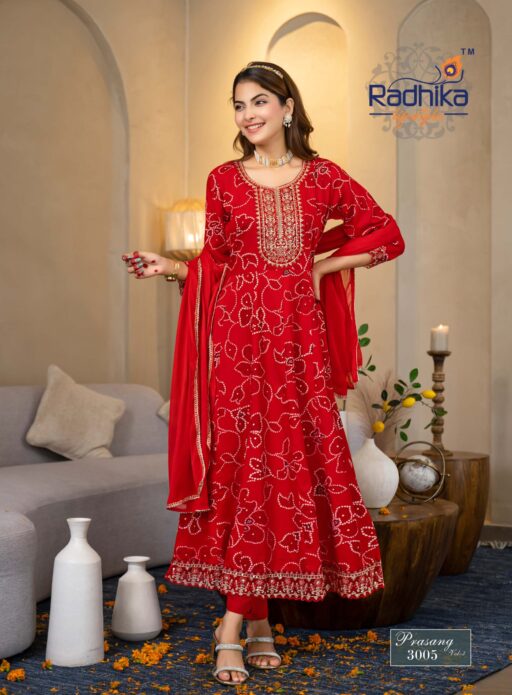 Radhika Prasang Vol 3 Rayon Print Embroidery Wholesale Kurti Pant and Dupatta Collection - Image 6