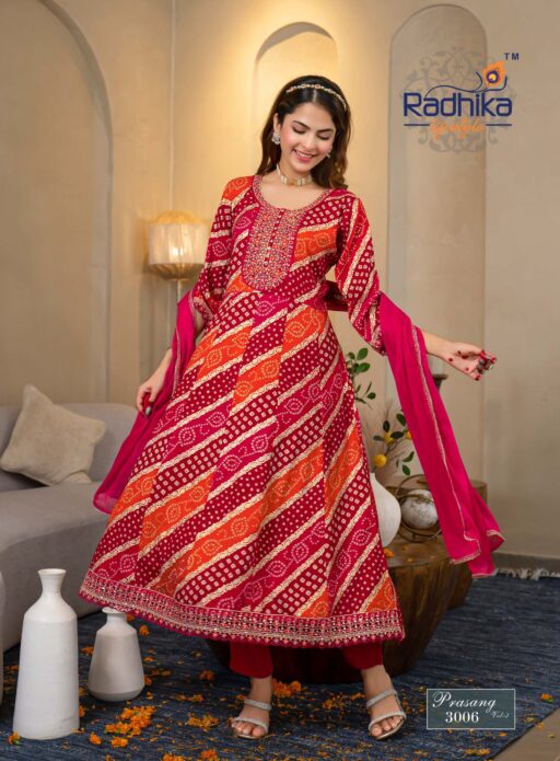 Radhika Prasang Vol 3 Rayon Print Embroidery Wholesale Kurti Pant and Dupatta Collection - Image 7