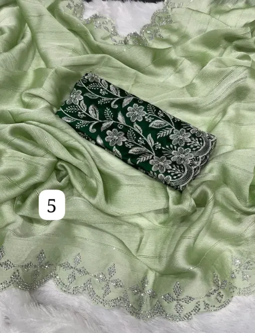 Rama Export RE-01 Moss Chiffon Wholesale Fancy Sarees Collection - Image 2