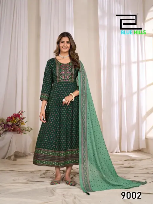 Blue Hills Ritu Special Vol 9 Rayon 14kg Wholesale Gown with Dupatta Collection - Image 2