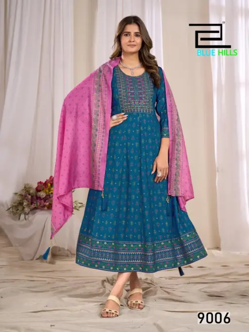 Blue Hills Ritu Special Vol 9 Rayon 14kg Wholesale Gown with Dupatta Collection - Image 3