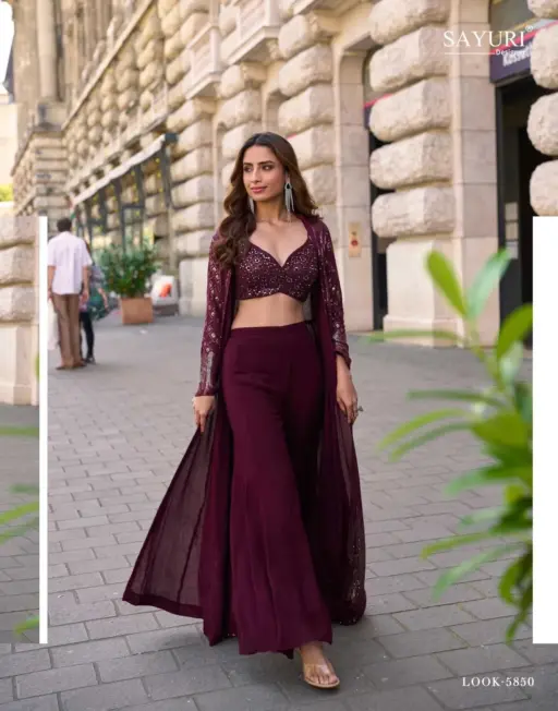 Sayuri Rubal Real Premium Georgette Wholesale Indo Western Collection - Image 3