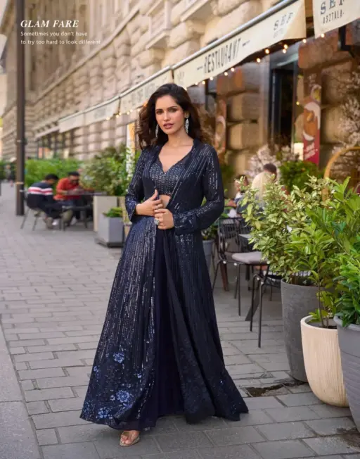 Sayuri Rubal Real Premium Georgette Wholesale Indo Western Collection - Image 4