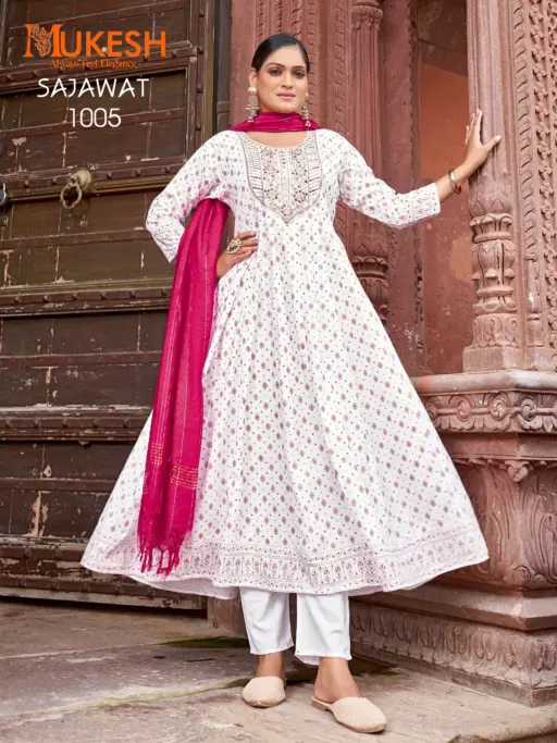 Banwery Sajawat 14Kg Rayon Wholesale Fancy Gown Pant and Dupatta Collection - Image 6