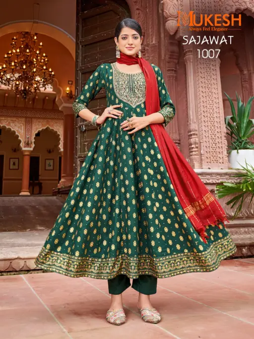 Banwery Sajawat 14Kg Rayon Wholesale Fancy Gown Pant and Dupatta Collection - Image 8