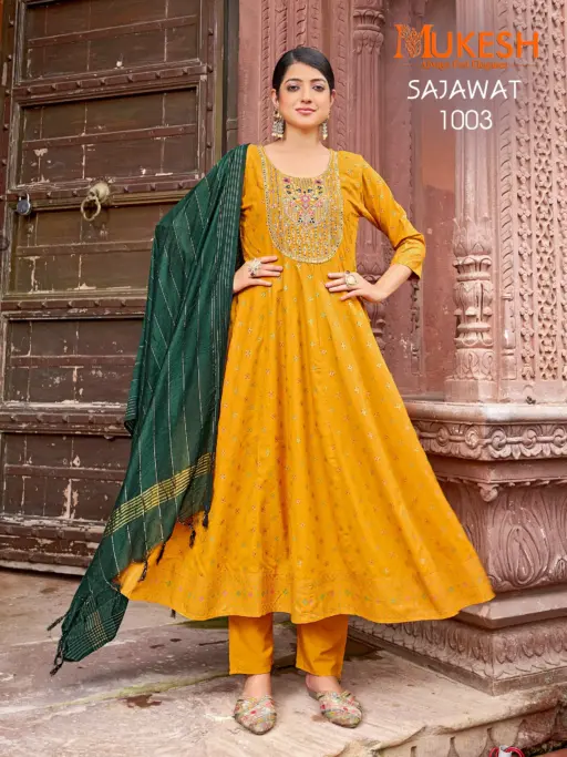 Banwery Sajawat 14Kg Rayon Wholesale Fancy Gown Pant and Dupatta Collection - Image 4