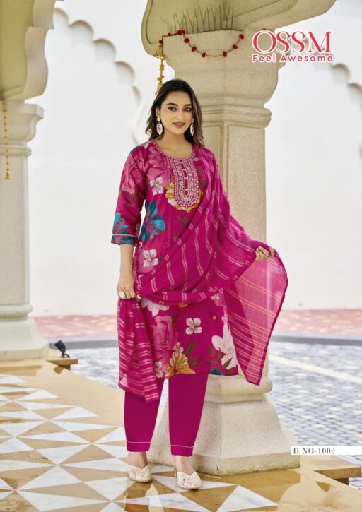 Ossm Sanvari Vetican Embroidery Work Wholesale Kurti Pant and Dupatta Collection - Image 6