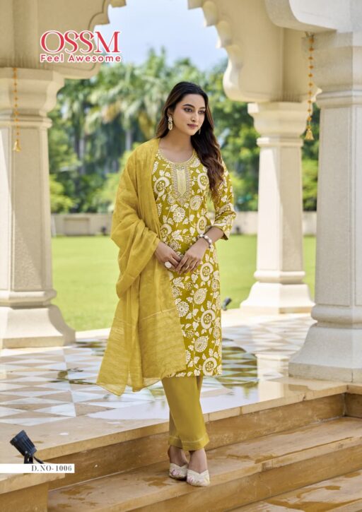 Ossm Sanvari Vetican Embroidery Work Wholesale Kurti Pant and Dupatta Collection - Image 7