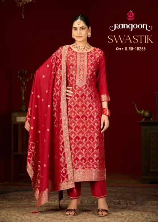 Rangoon Swastik Russian Jacquard Wholesale Readymade Suit Collection