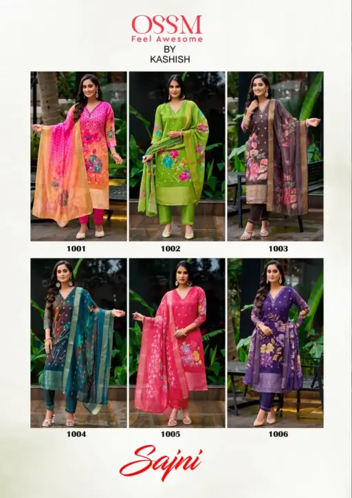 Ossm Sajni Silk Jacquard Printed Wholesale Kurti Pant and Dupatta Collection - Image 8