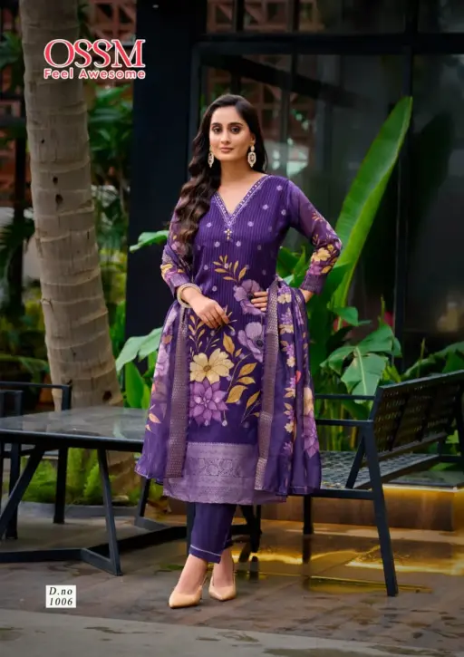 Ossm Sajni Silk Jacquard Printed Wholesale Kurti Pant and Dupatta Collection - Image 6