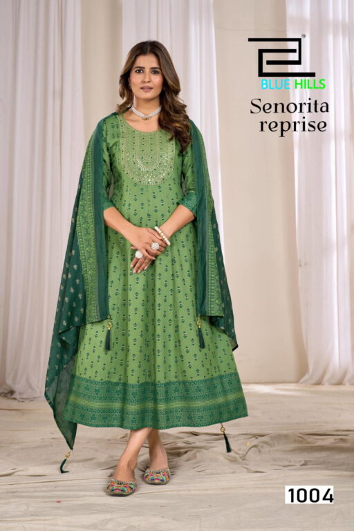 Blue Hills Senorita Reprise Rayon Printed Wholesale Anarkali Gown with Dupatta Collection - Image 2