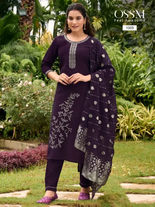 Ossm Shagun Viscose Roman Silk Wholesale Kurti Pant and Dupatta Collection - Image 7