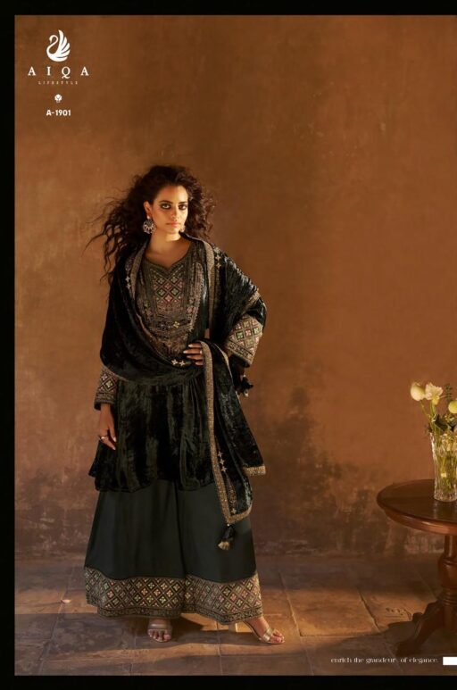 Aiqa Shuijing Viscose Velvet Fancy Handwork Wholesale Winter Collection - Image 3