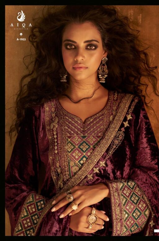 Aiqa Shuijing Viscose Velvet Fancy Handwork Wholesale Winter Collection - Image 6