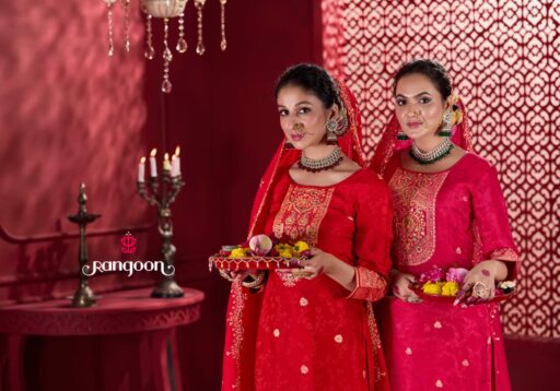 Rangoon Sindoor Dola with Khatli Work Wholesale Kurti Pant and Dupatta Collection - Image 2