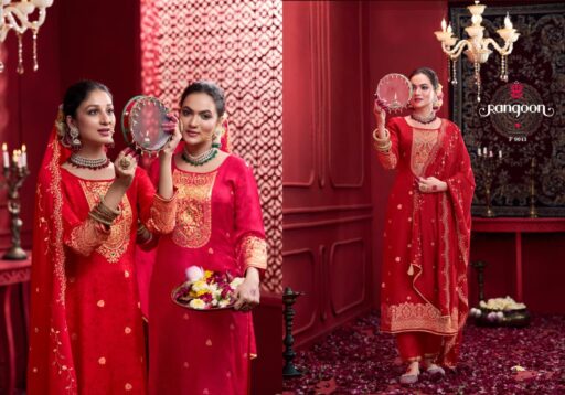 Rangoon Sindoor Dola with Khatli Work Wholesale Kurti Pant and Dupatta Collection - Image 3