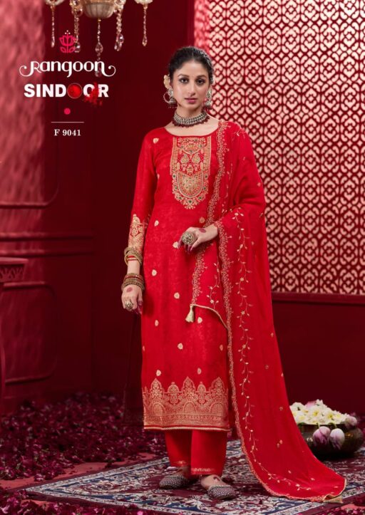 Rangoon Sindoor Dola with Khatli Work Wholesale Kurti Pant and Dupatta Collection - Image 6