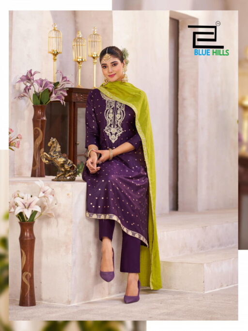 Blue Hills Sindoor Vol 3 Chanderi Embroidery Work Wholesale Readymade Suit Collection - Image 4