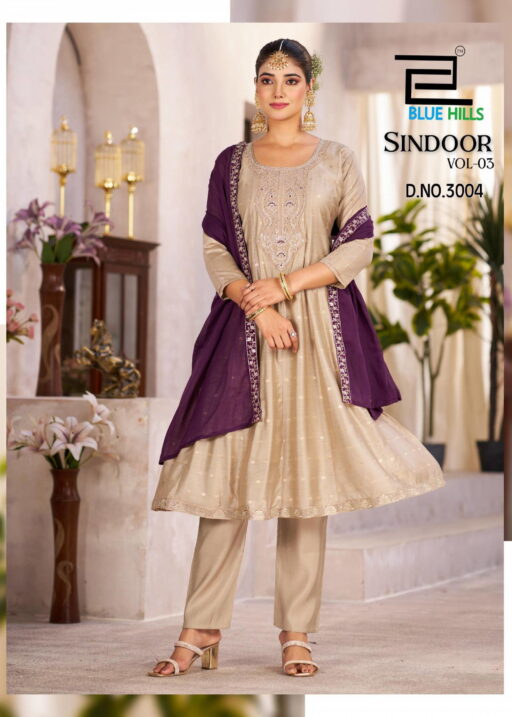Blue Hills Sindoor Vol 3 Chanderi Embroidery Work Wholesale Readymade Suit Collection