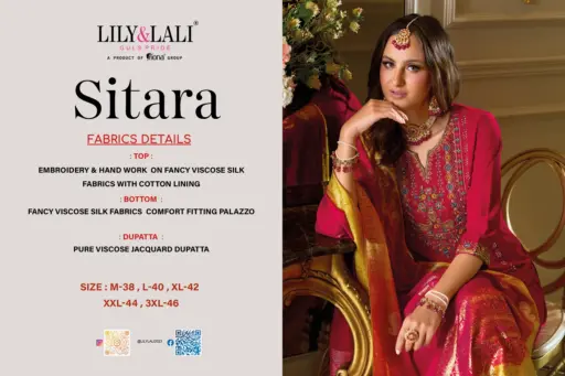 Lily And Lali Sitara Viscose Fancy Embroidery Work Wholesale Kurti Pant and Dupatta Collection - Image 6