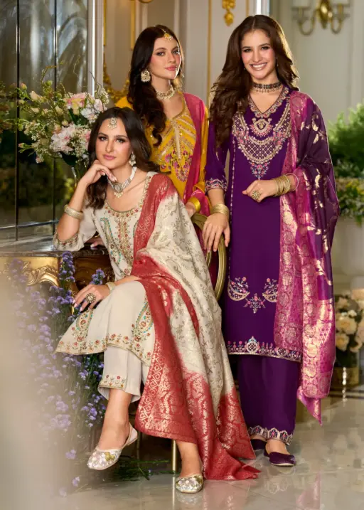 Lily And Lali Sitara Viscose Fancy Embroidery Work Wholesale Kurti Pant and Dupatta Collection