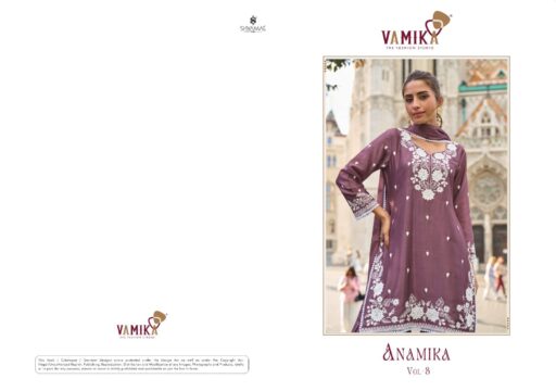 Vamika™️ Anamika Vol 3 Heavy Chinnon Wholesale Readymade Suit Collection - Image 4