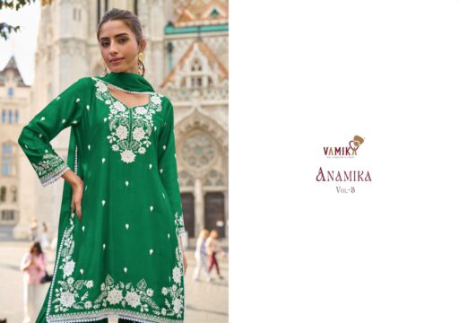 Vamika™️ Anamika Vol 3 Heavy Chinnon Wholesale Readymade Suit Collection - Image 5