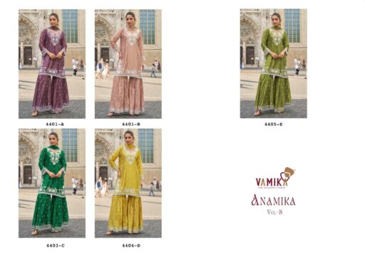 Vamika™️ Anamika Vol 3 Heavy Chinnon Wholesale Readymade Suit Collection - Image 8