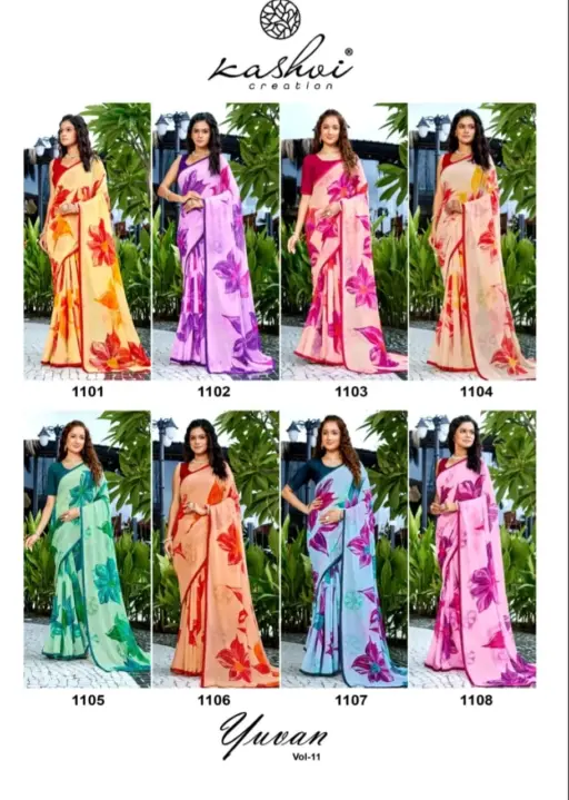 Kashvi Creation Yuvan Vol 11 Georgette Wholesale Sarees Collection - Image 10