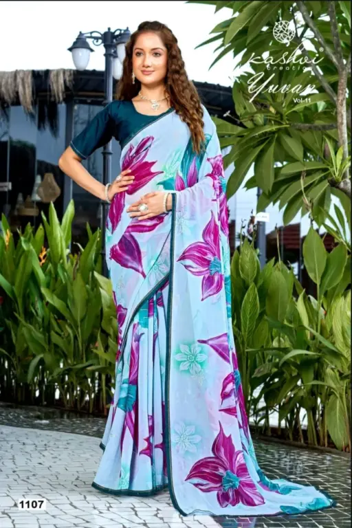 Kashvi Creation Yuvan Vol 11 Georgette Wholesale Sarees Collection - Image 3
