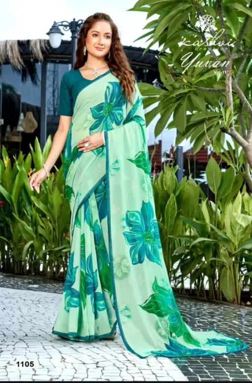 Kashvi Creation Yuvan Vol 11 Georgette Wholesale Sarees Collection - Image 7