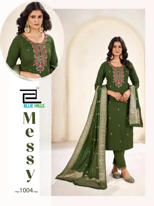 Blue Hills Messy Rayon Silk Wholesale Kurti Pant and Dupatta Collection - Image 4
