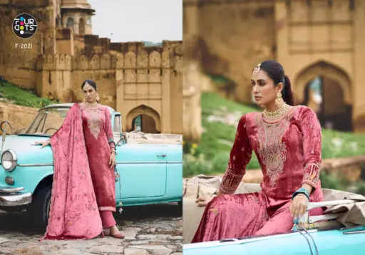 Four Dots Zureen Makhmal Viscose Makhmal Velvet Wholesale Dress Material Collection - Image 2