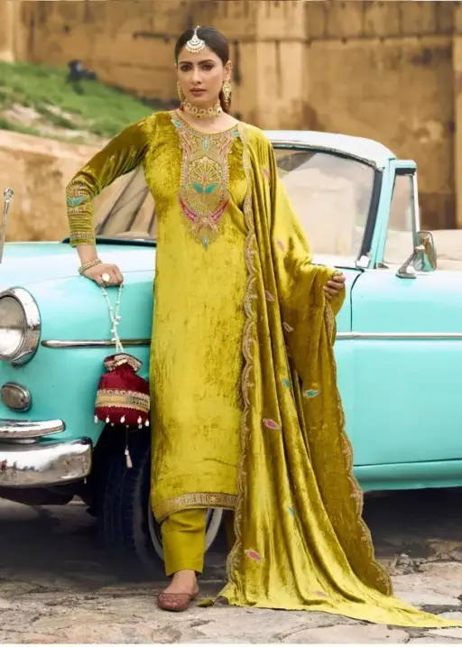 Four Dots Zureen Makhmal Viscose Makhmal Velvet Wholesale Dress Material Collection