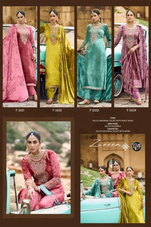 Four Dots Zureen Makhmal Viscose Makhmal Velvet Wholesale Dress Material Collection - Image 5