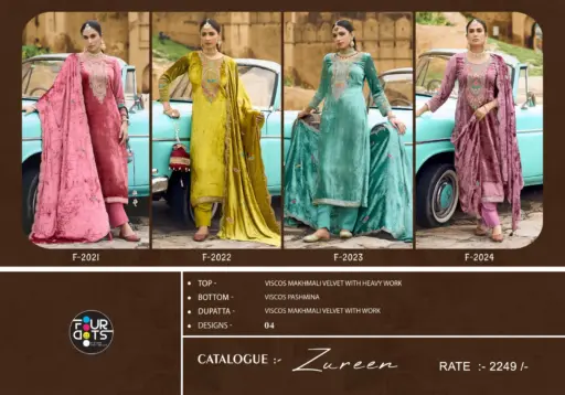 Four Dots Zureen Makhmal Viscose Makhmal Velvet Wholesale Dress Material Collection - Image 6