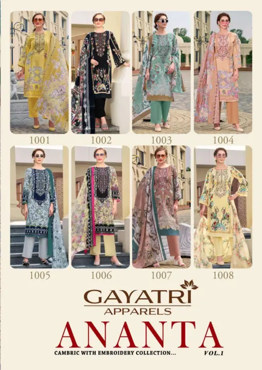 Gayatri Apparels Ananta‎ Vol 1 Pure Cambric‎‎ Cotton Wholesale Fancy Embroidery Work Suit Collection - Image 10