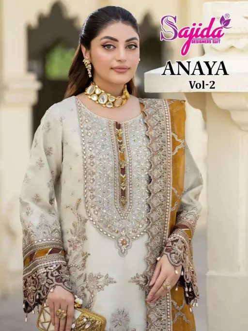 Sajida Design No-1051-1052-1053 Georgette Embroidered Wholesale Designer Pakistani Suit Collection