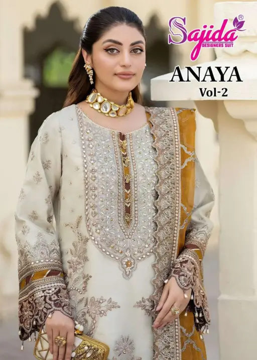Sajida Design No-1051-1052-1053 Georgette Embroidered Wholesale Designer Pakistani Suit Collection